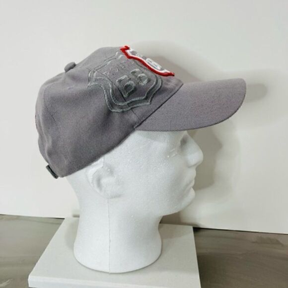 Route 66 Gray Grey Red Embroidered Hat Baseball Cap Adjustable Canvas - Picture 5 of 6